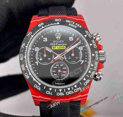 Rolex Daytona Carbon Fiber Porsche 993 Carrera Red Carbon Fiber Super Clone Watch 
